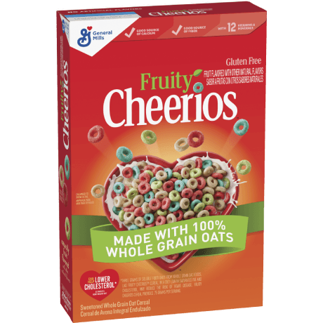 Fruity Cheerios cereal, frente del producto.