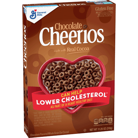 Chocolate Cheerios cereal, frente del producto.