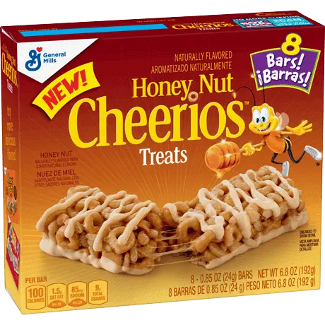 Honey nut cheerios treat bars, front of package