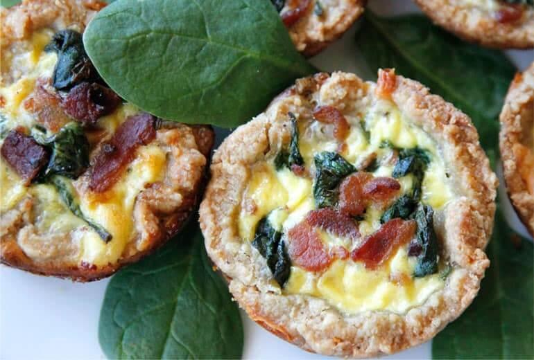 Mini Quiches de Tocino y Espinaca