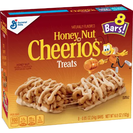 Honey Nut Cheerios Treat Bar, frente del producto.