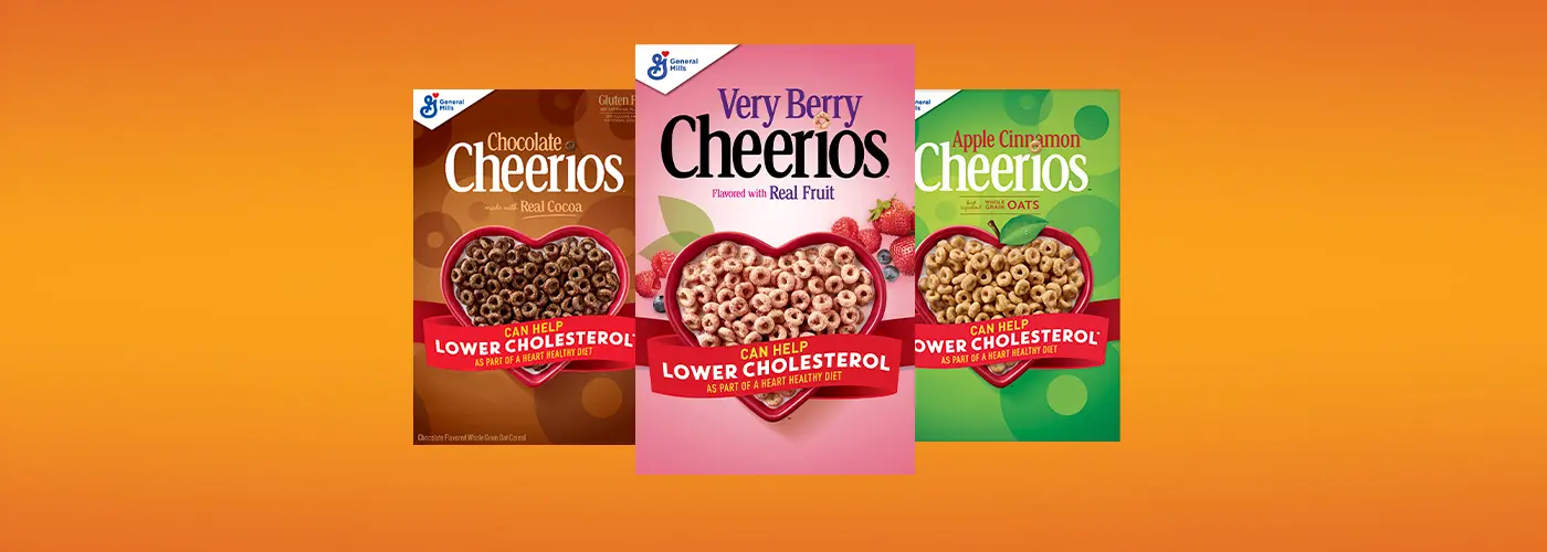 Group of 3 Cheerios Flavor Bundle cereals, Chocolate, Very Berry, Apple Cinnamon.