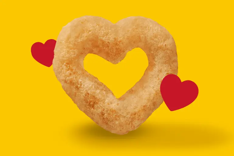Zoomed in heart shaped cheerios