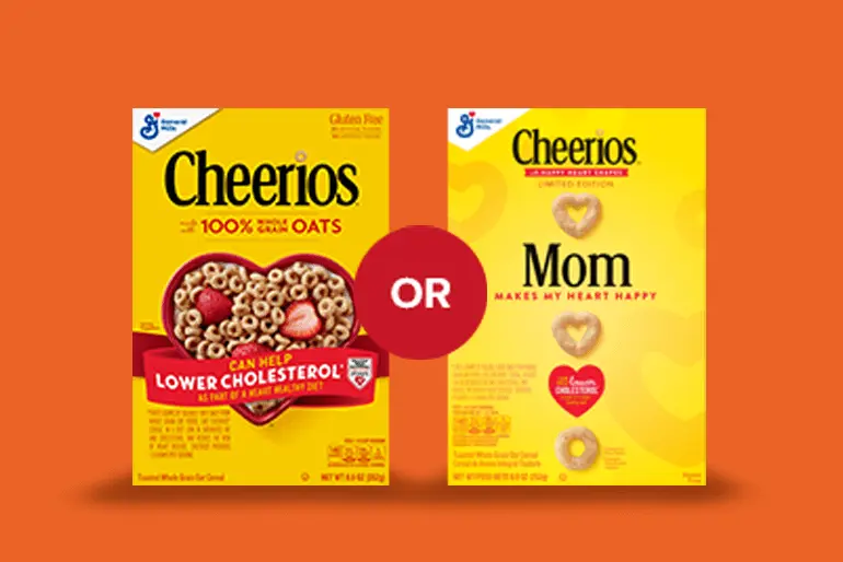 Two limited edition heart shaped cheerios boxes